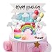 Produktbild NOGJKS Tortendeko Einhorn Geburtstag Glitzer Kuchen Dekoration Cake Topper Sticks,Einhorn Cake Toppers Cake Deko Happy Birthday Kuchen deko für Hochzeit Baby Shower Party Pack