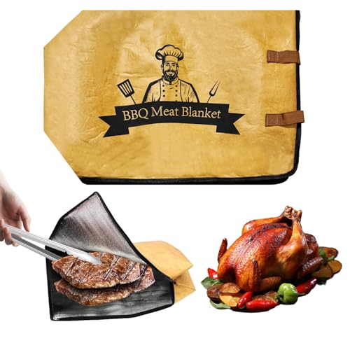 21 inch BBQ Blanket for Resting Meat, Keep Brisket/Beef/Pork Warm Tender Juicy, Reusuable Large Capacity Zipper Foldable Washable, Hot Meal Carrier Bag for BBQ Parties Campings Beach Potlucks Outdoor