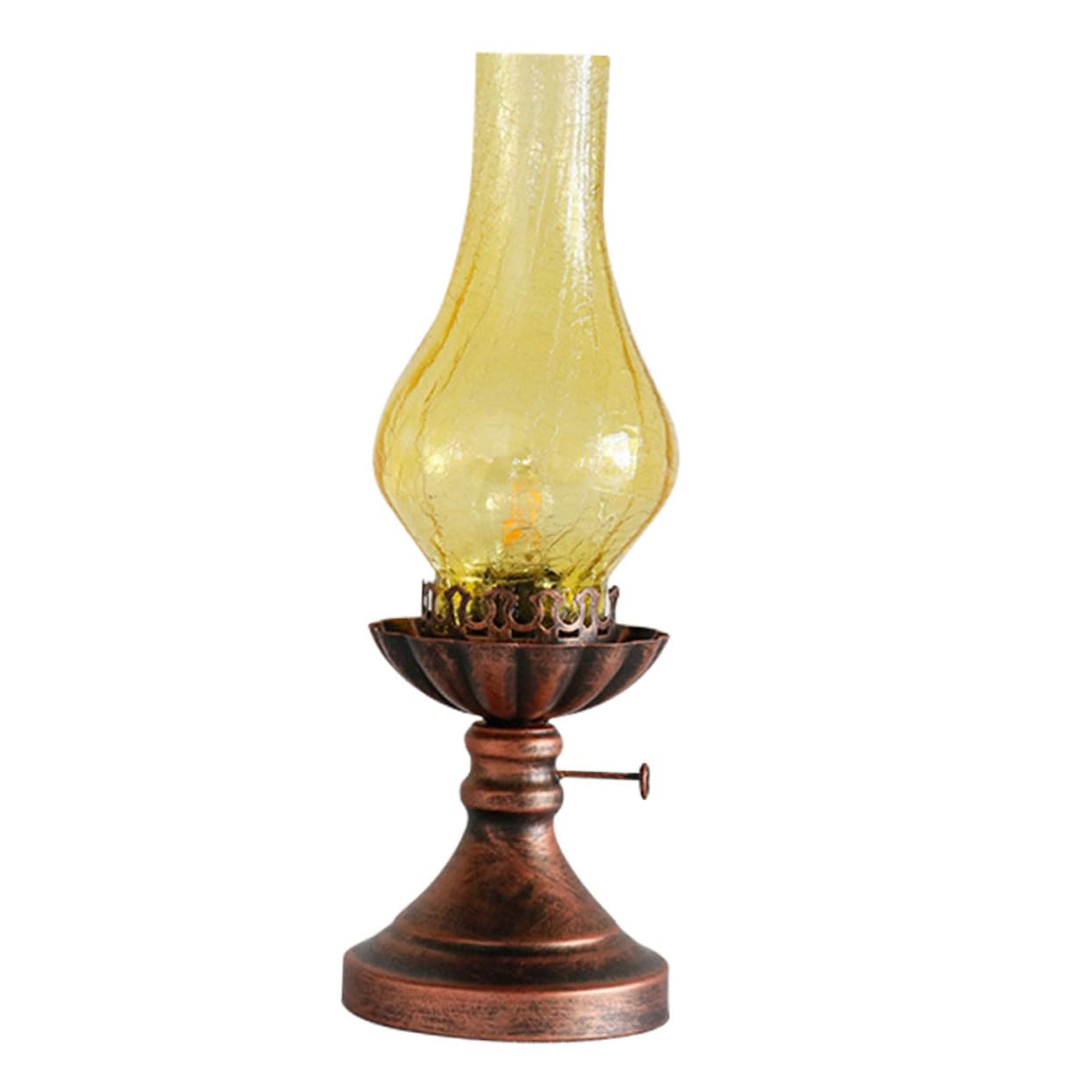 Jaune Lampe de Table Stable, en Verre et Fer Rétro Vintage