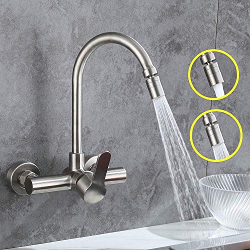 Robinet de cuisine mural eau froide et chaude pour lavabo et évier de buanderie