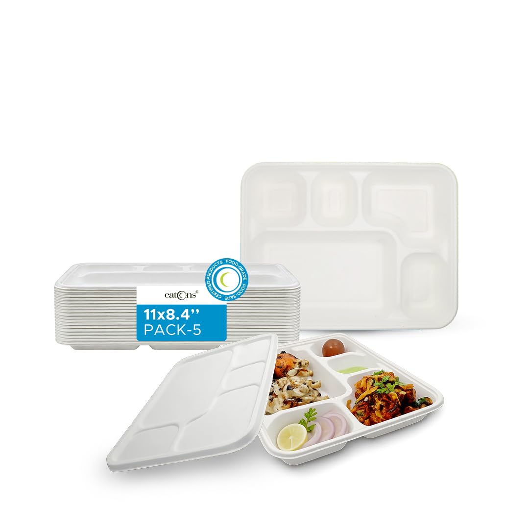EATONS Bagasse Thali Tray - 25 Pack -11