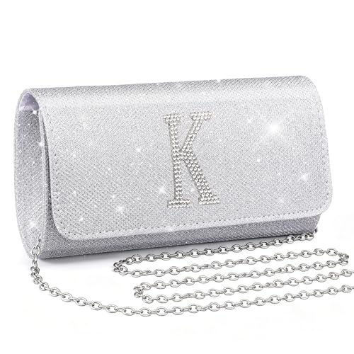Image of Silver Clutch Purses for Women Personalized