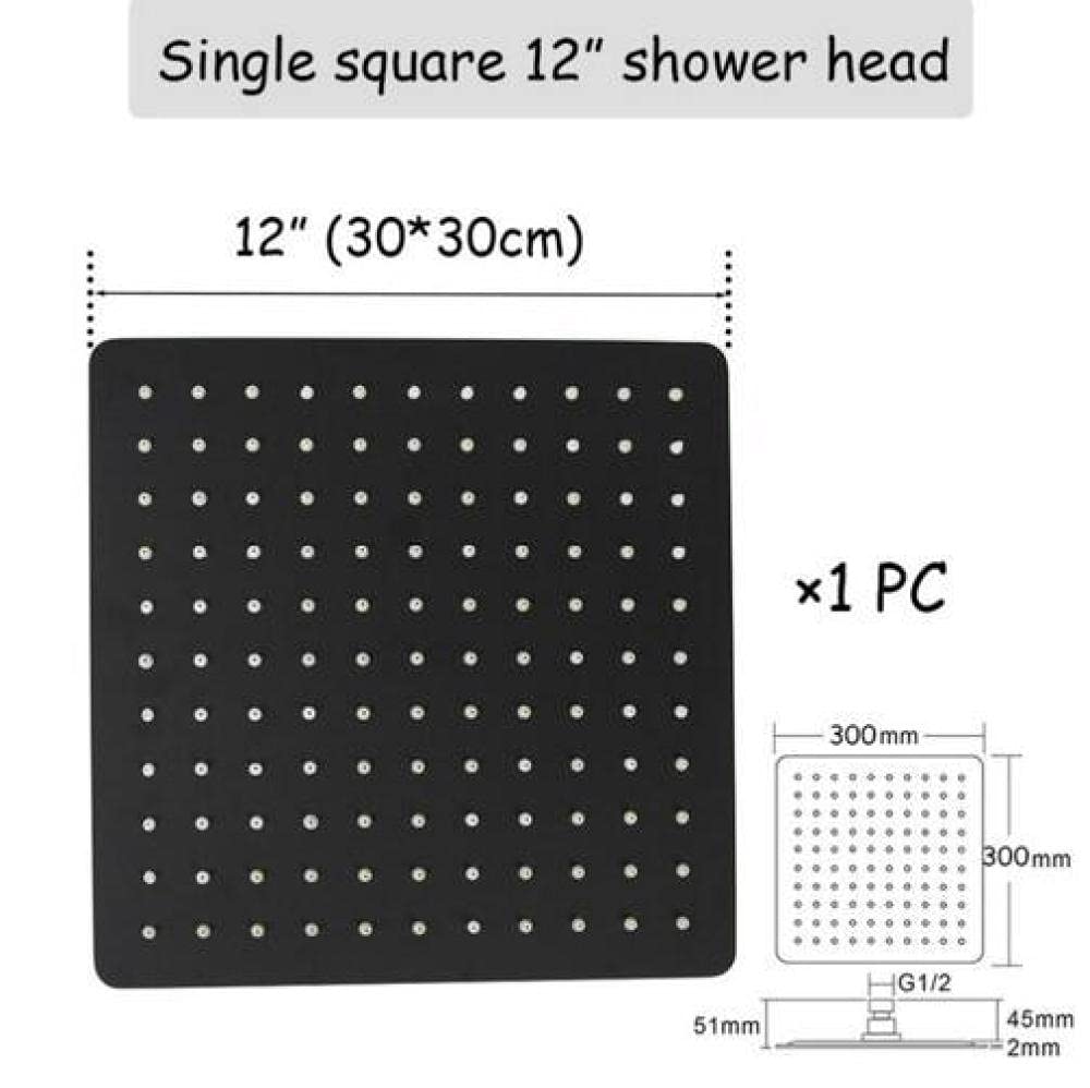 Stal nierdzewna czarna łazienka ultracienka 2 mm deszczowa głowica prysznicowa 20/30 cm ściana i sufit kwadratowa i okrągła deszczownica kwadratowa 30 x 30