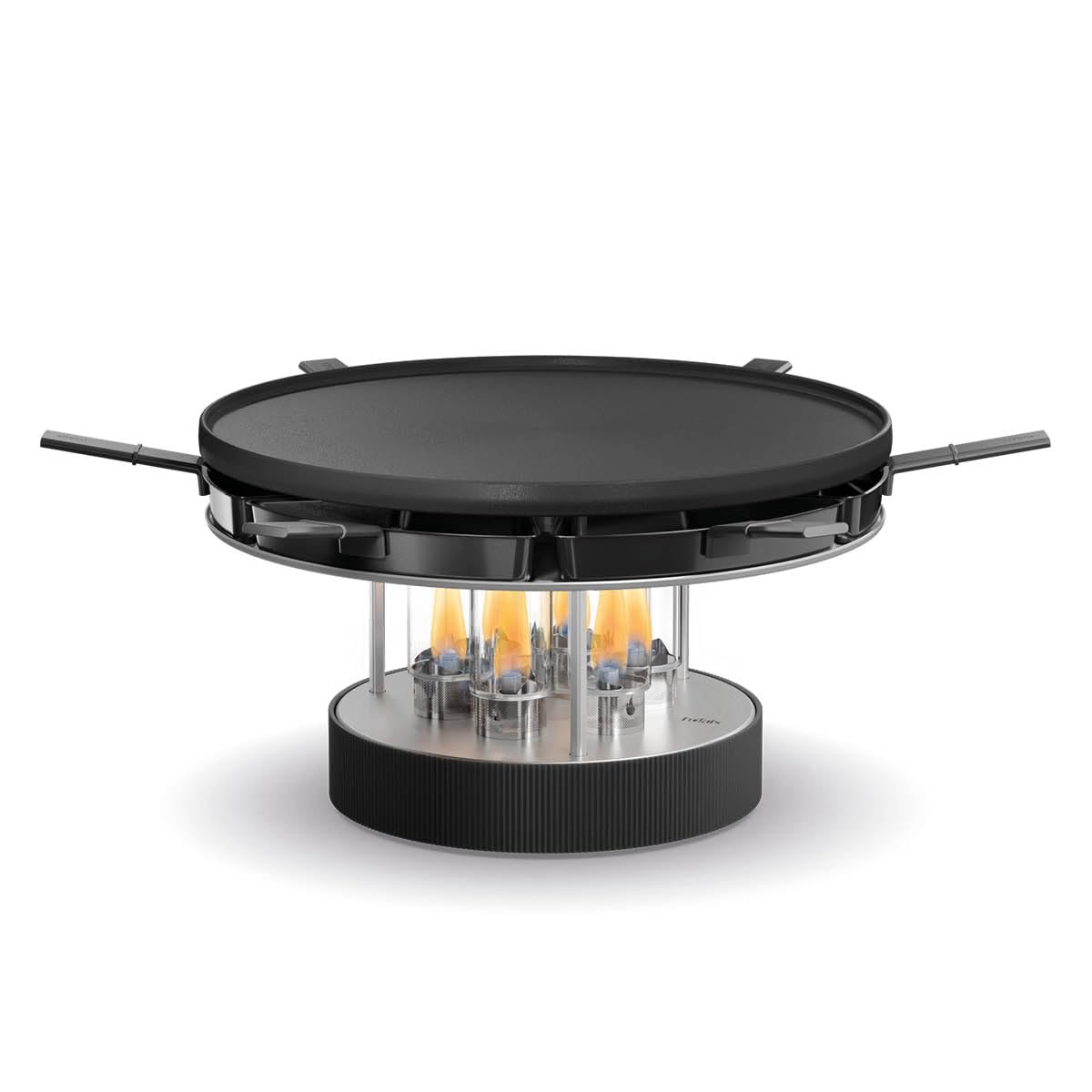 höfats - CIRCLE 35 Tischgrill Pro mit Pfännchen-Set - Indoor & Outdoor Plancha Grill - Bis zu 4 Stunden ortsunabhängiges Barbecue ohne Strom & Kohle, stufenlose Temperaturkontrolle - Ø35 cm