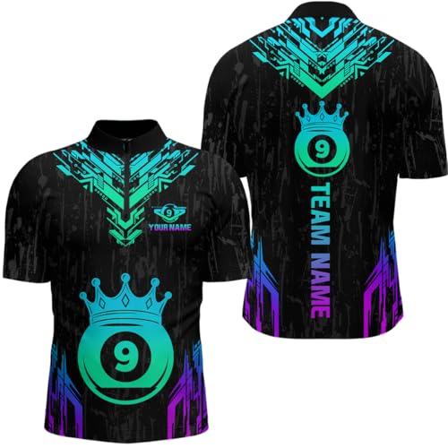 Personalized 9 Ball Neon Crown Billiard Jersey for Men Women Unisex Billiard Shirts for Polo & 1/4 Zip3