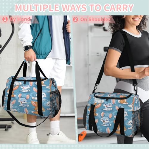 Rabbit Cartoon Travel Duffle Bag - Waterproof weekend luggage bag, men's sports and fitness bag, delivery hospital storage bag, overnight luggage bag with pull rod cover3