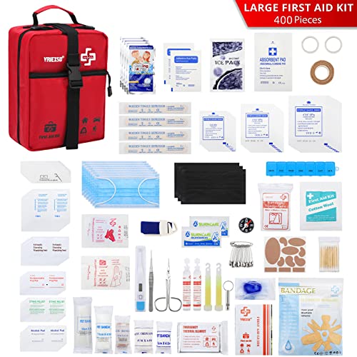 Vriexsd 400 Piece Large First Aid Kit Premium Emergency Kits For Home, Office, Car, Outdoor, Hiking, Travel, Camping, Survival Medical First Aid Bag, Red #TOP2