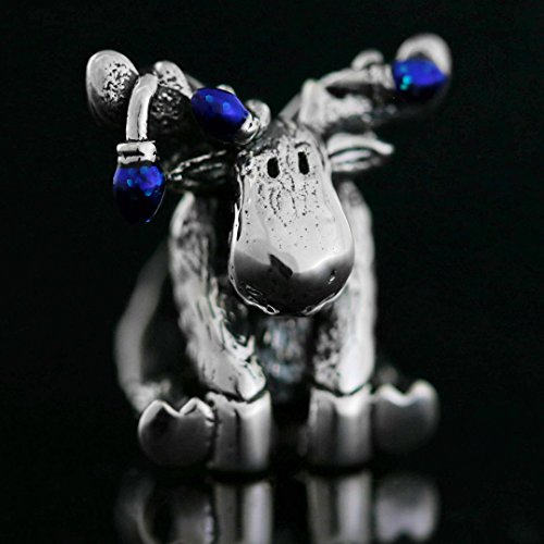 Authentic Bella Fascini Christmas Moose Tangled In Lights Charm Bead - 925 Silver - Fits Bracelets - Blue #TOP3