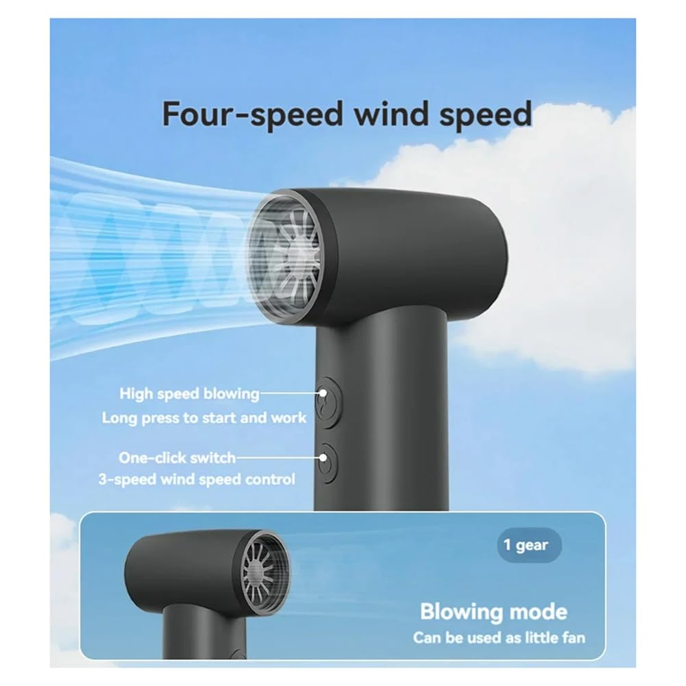 Bloepum New 100000RPM Portable Brushless Motor Violent Fan Handheld High-Speed Fan Outdoor Blower Super Powerful Gray