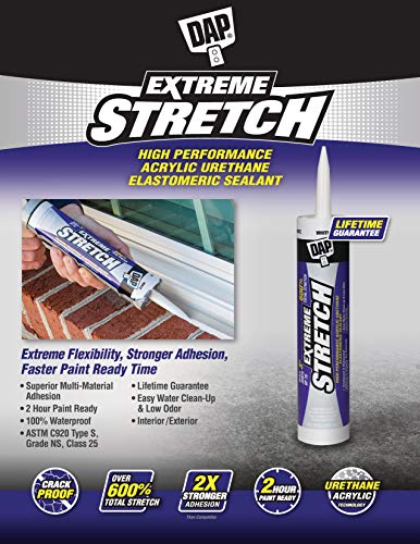Image of DAP Extreme Stretch Acrylic Urethane Premium Elastomeric Sealant, White, 10.1 Oz (7079818715)