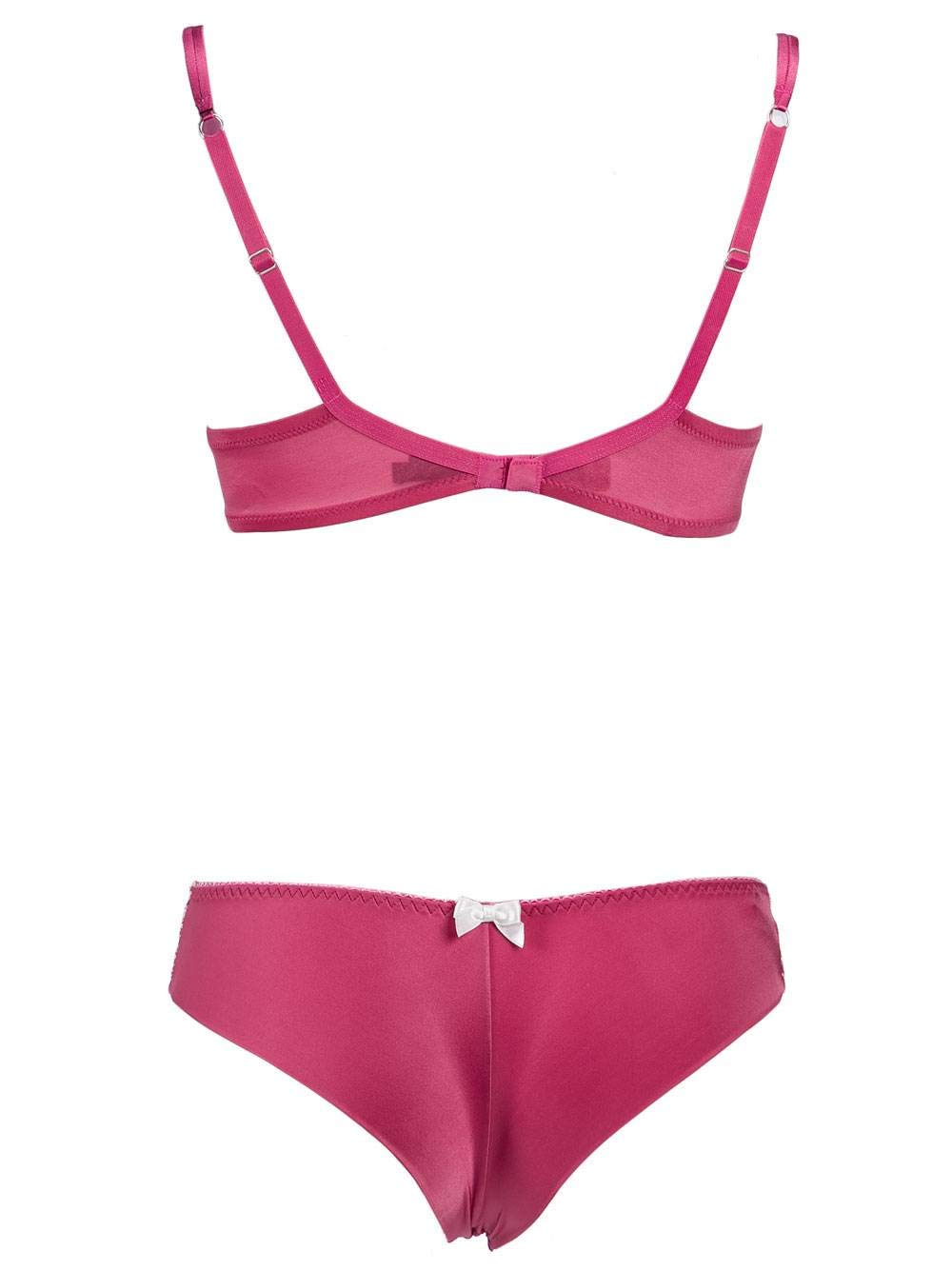 Conjunto de ropa interior de mujer ámbar en Toulle rosa oscuro