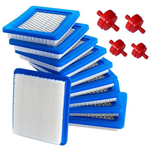 HOODELL 10 Pack 491588S Air Filter + 394358 Fuel Filter Compatible with Briggs and Stratton 491588 4915885, Toro 20332, Craftsman 33644, Pro Performance for Push Lawn Mower Cover