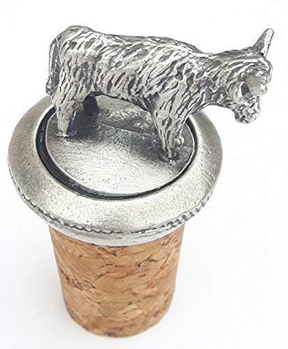 Highland Cow Handcrafted from English Pewter Bottle Stopper + Giftbag