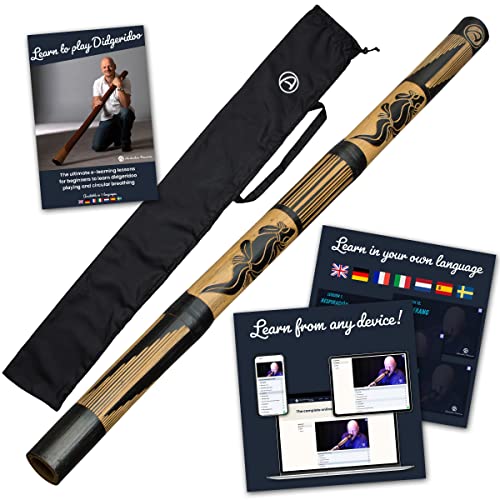 Australian Treasures - Bamboo Didgeridoo Carved Including Onlinecourse Didgeridoo & Circular Breathing #TOP9