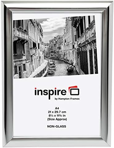 Hampton Frames SHINY Poster Certificate Photo Frame Acrylic (Non Glass) Silver A4 (21x30cm) PILA4SHINNG