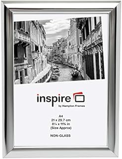 Hampton Frames SHINY Poster Certificate Photo Frame Acrylic (Non Glass) Silver A4 (21x30cm) PILA4SHINNG