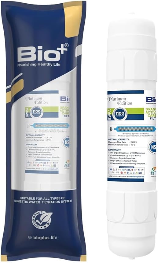 - Bio+ Granular Activated Carbon Filter 11" - 1100 Iodine Value - 4 Wash Activated Carbon - Superior Filtration for Purified Water - Remove Odors, Chemicals, and Impurities