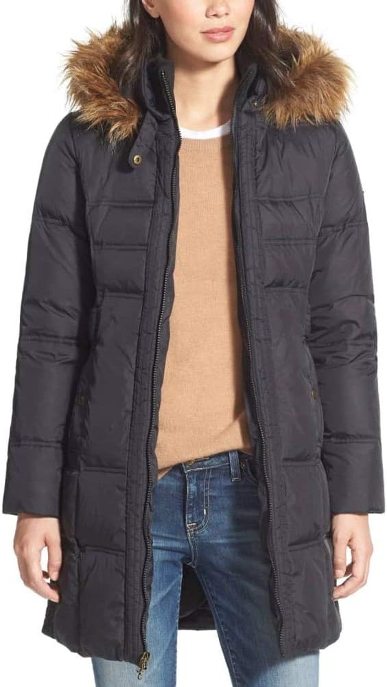 Larry Levine Women's Hooded Three-Quarter Length Down Coat