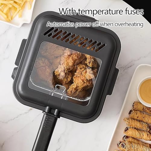 Deep Fryer with Basket 1.5L 1000W Electric Deep Fryer with Visible Glass Lid, 80 to 190°C Temperature Control, Stainless Steel Housing, 220V, Yellow - Image 6