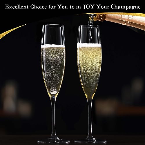 JBHO Champagne Glasses-Elegant Flutes-Gift-Box-Hand Blown Champagne Flutes Glass-100% Lead-Free Premium Crystal - Gift Idea for Wedding, Anniversary, Christmas,New Year-Set of 4-8oz, Clear by JBHO - Image 9