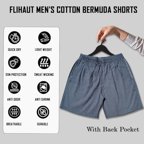 Image of Men's Cotton Shorts Waistband, Zip Fly, 1 Zip Pocket, Back Pockets (Pack of 2)