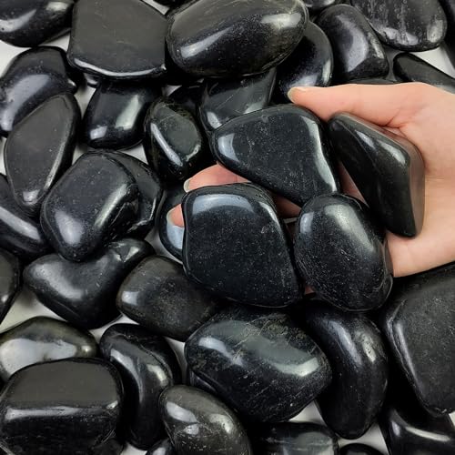 FANTIAN 40 lbs Black River Rocks for Landscaping, 2-3 inch Pebbles for Indoor Plants, Large Decorative Stones for Planters Aquarium Fish Tank and Garden Rocks by FANTIAN - Used condition - US$61.22
