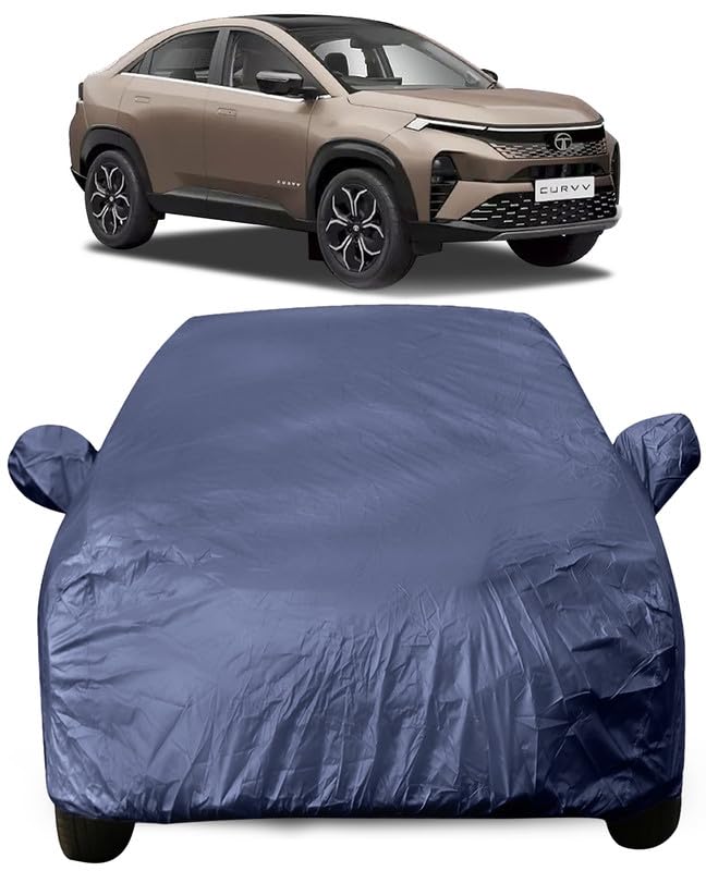 Image of Autofact Car Body Cover for Tata Curvv | Triple-Stitched, Windproof with Buckle Belt, Elastic Hem, UV Protection, Scratchproof & Dustproof, Soft Feather-Like Fabric for All-Weather Protection (Navy)