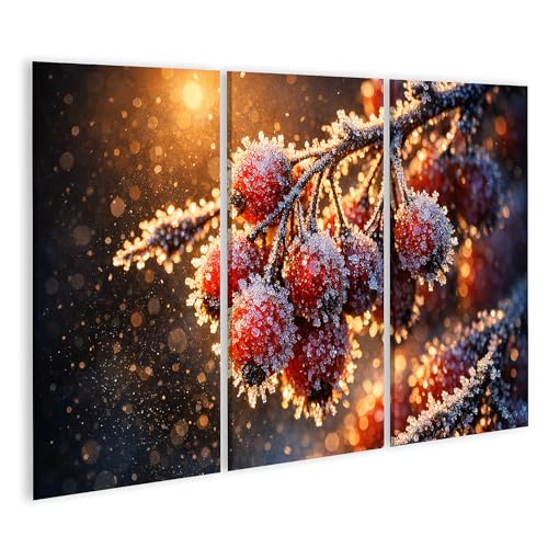 Tableau sur toile d'art islandburner triptyque haut de gamme givre et lumière