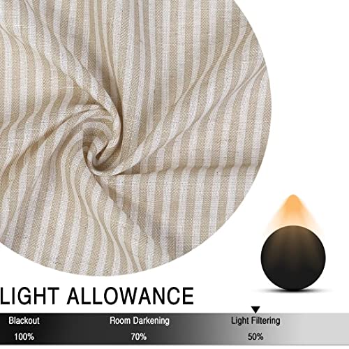Faironly Kitchen Curtain Cafe Curtain 27''X36'' Linen Striped Tier Curtains With Solid Button Rod Pocket Tailored For, Kitchen, Living Room, Bathroom (Beige, 2 Panels) #TOP5
