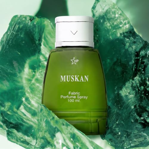 Image of HP Muskan Fabric Perfume Spray, 100 ml, Unisex, Aromatic Fougere Fragrance, Glass Bottle