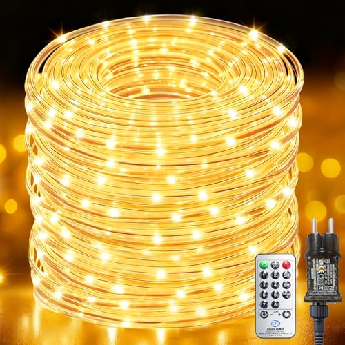 Bzavor 10M 200 LED Lichterschlauch Außen mit Stecker Fernbedienung,Lichterkette Außen 8 Modi Dimmbar IP44 Wasserfest,Lichterschlauch Für Innen...