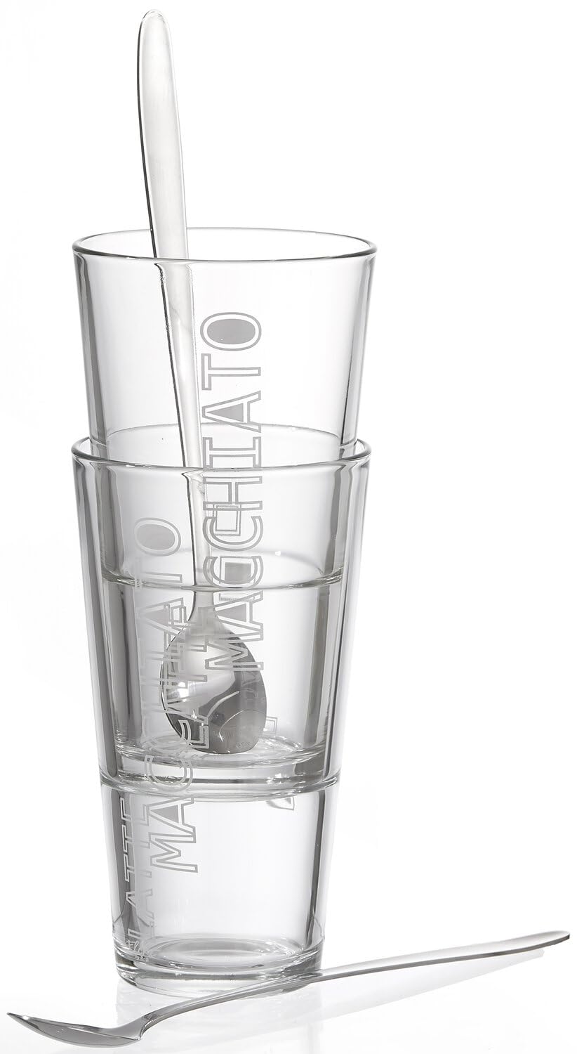 Ritzenhoff & Breker Lena 115512 - Bicchieri da Latte Macchiato, con cucchiai, 4 pz