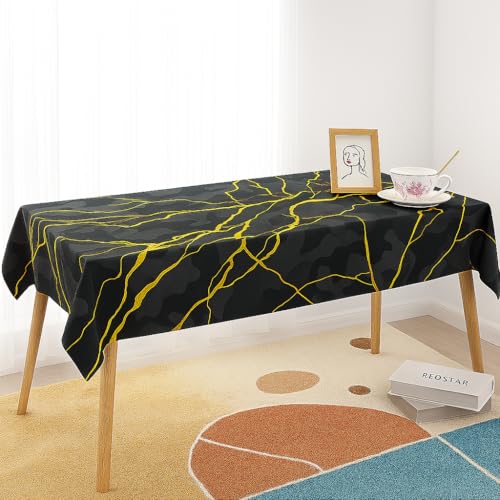 Image of Styleys Dining Table Cover Waterproof with for Kitchen Dining Table Cloth Dust and Oil Repellent (140x180, 1 Table Cover Only, Dark Sunrise, CTSD3131)