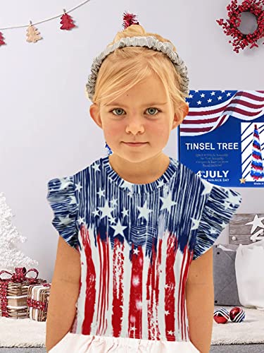 Toddler Girls July 4th Shirts American Flag Ruffle Short Sleeve Patriotic Red White Blue Star Outfits Blouse Tops3
