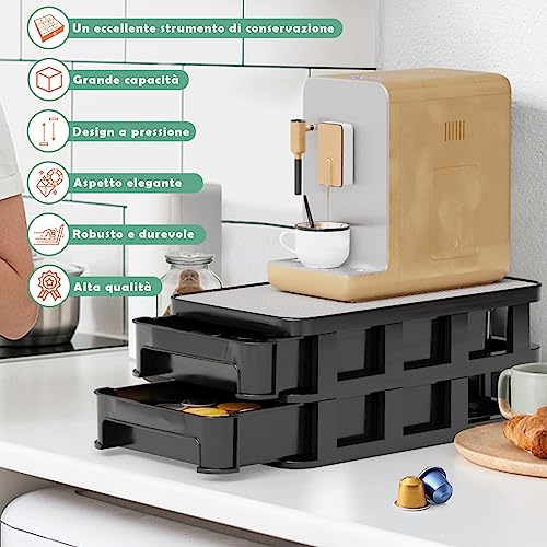 Hevol Coffee Pod Storage Drawer, 2-Tier Coffee Pod Holder With 16 Adjustable Spacing Dividers, Compatible With K-Cups & Dolce Gusto Vertuo Pods, For Home Office Cafe Counter, Black #TOP6