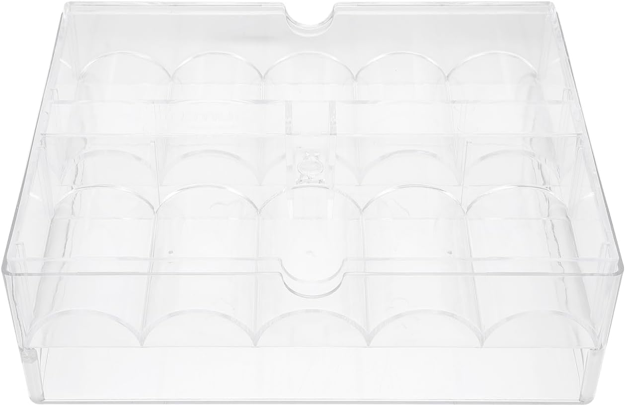Lurrose Clear Acrylic Poker Chips Organizer Tray with Lid - Transparent Game Chip Container for 200 Chips Compact 8.26X6.69X2.75 Inch Storage Box for Poker Night Accessories and Coin Collections