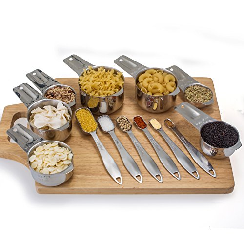 13-Piece Measuring Cups and Spoons Set, 18/8 Stainless Steel, Silver by ALLWIN-HOUSEWARE W - Used condition - Image 6