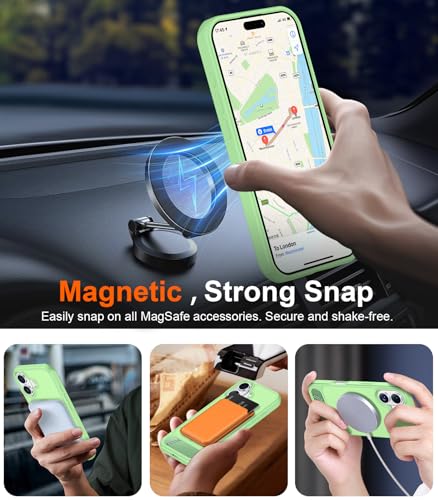Image of Magnetic Compatible with iPhone 16 Case, [Built-in Invisible Kickstand][Compatible with MagSafe][Military Grade Shockproof] Slim Translucent Matte Phone Case for iPhone 16 6.1 inch