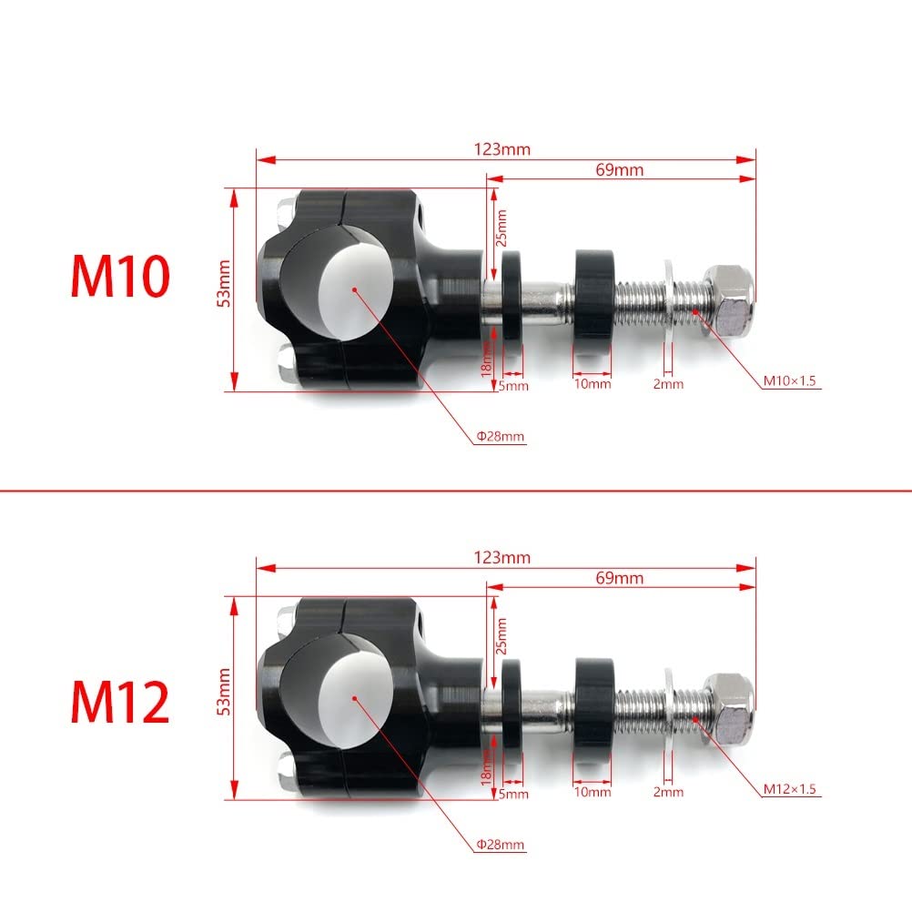 Motorrad Lenker Riser Motorradlenkerklemme CNC Aluminiumlegierungsbalkenklemmen 1 1/8 "28mm LenkererhöHung Motorrad (Color : 12mm Black)