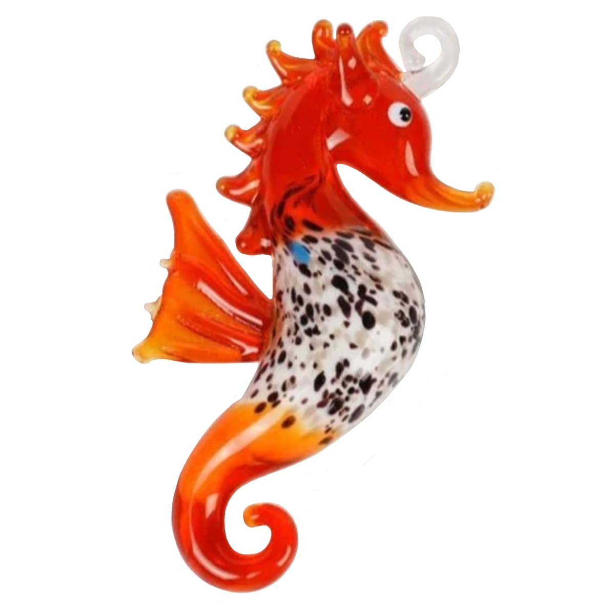 JTDZ Cute Seahorse Figurine Art Handmade Blown Glass Ocean Animal Statue Collectible Desk Crystal Ornaments for Centerpiece Home Office Aquarium Deco