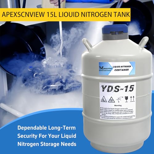 15L Liquid Nitrogen Tank, Aluminum Alloy Cryogenic Container Liquid Nitrogen (LN2) Dewar, Semen Tank, Liquid Nitrogen Dewar with 6 Canisters & Carry Bag (15L)