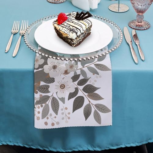 Servilletas de tela con flores pastel grises 18x18 pulg set x4 miniatura 4
