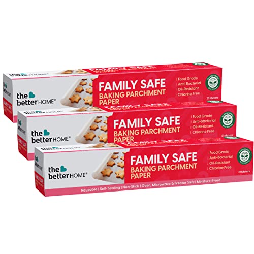 Image of The Better Home Parchment Paper for Baking 21 Meters (Pack of 3) | Non Toxic Paper Roll for Baking | Eco Friendly & Reusable Parchment Paper for Baking Cake | Natural Baking Paper