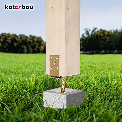 KOTARBAU® U Pfostenträger Aufschrauben 0-160 mm Pfostenträger für Holzpfosten Verzinkt Aufschrauben Stützenfuß Bodenanker Pfostenträger Höhenverstellbar Bodenanker Breitenverstellbar