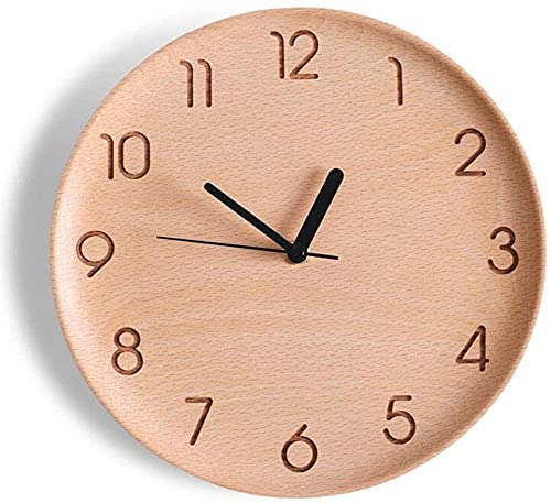 Wall Clock Wall Clocks Battery Operated Non Ticking 12 Inch Personalized Silent Bedroom Living Room Decoration Solid Wood(Beech) 686 #TOP4