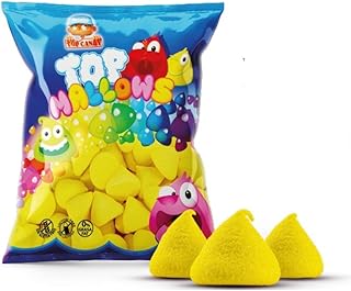 Top Mallows | Esponjitas Colores Surtidos Para Masa Dulce, Brochetas, Tartas de Chuches | Sin Gluten, Sin Lactosa, 0% Grasa Fat - Bolsa 1KG (AMARILLO)