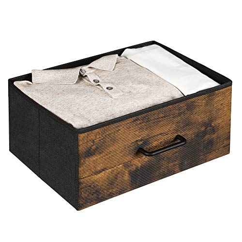 Image of SONGMICS Drawer Dresser, Closet Storage Dresser, Chest of Drawers, 8 Fabric Drawers and Metal Frame with Handles, Rustic Brown and Black ULTS124B01