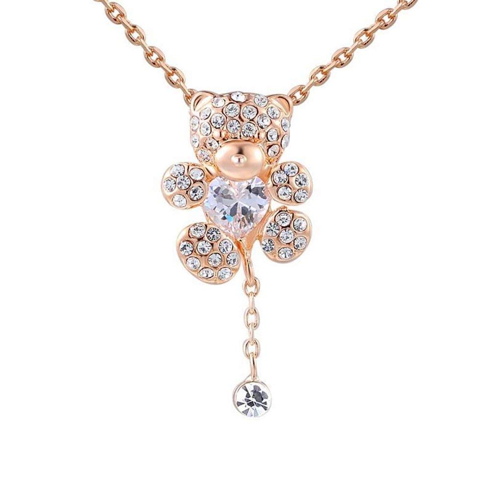Collier Pendentif Ours Rose et Blanc, cadeau idéal fille - 3