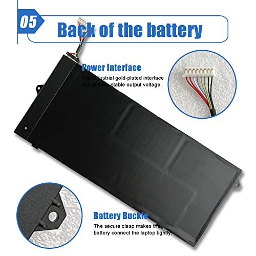 Image of 45Wh AP13J4K Laptop Battery (4cm Long Cord) Compatible with Acer Chromebook 11.6 inch 11 C740 C720 C720P CB3-532 Series Notebook AP13J3K KT.00304.001 11.4V 3920mAh