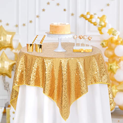 Image of B-COOL Rectangle Sequined Table Cloth Gold Sequin Tablecloth Glitter Tablecloth Sequin Wedding Decoration Christmas Tablecloth 50x50 inch